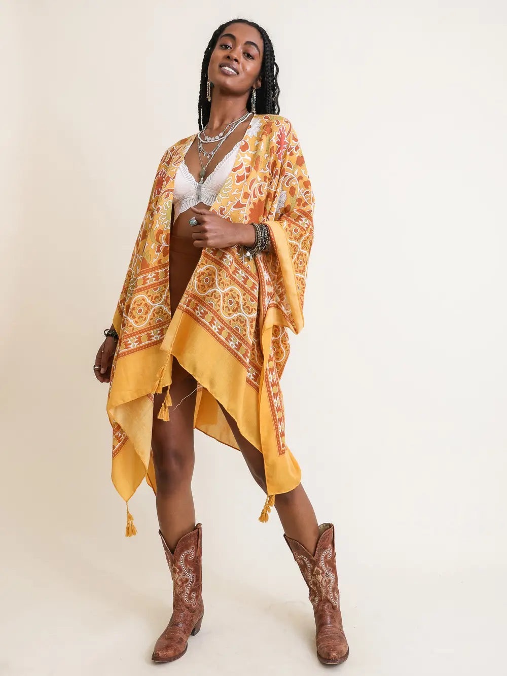 MUSTARD TAPESTRY KIMONO